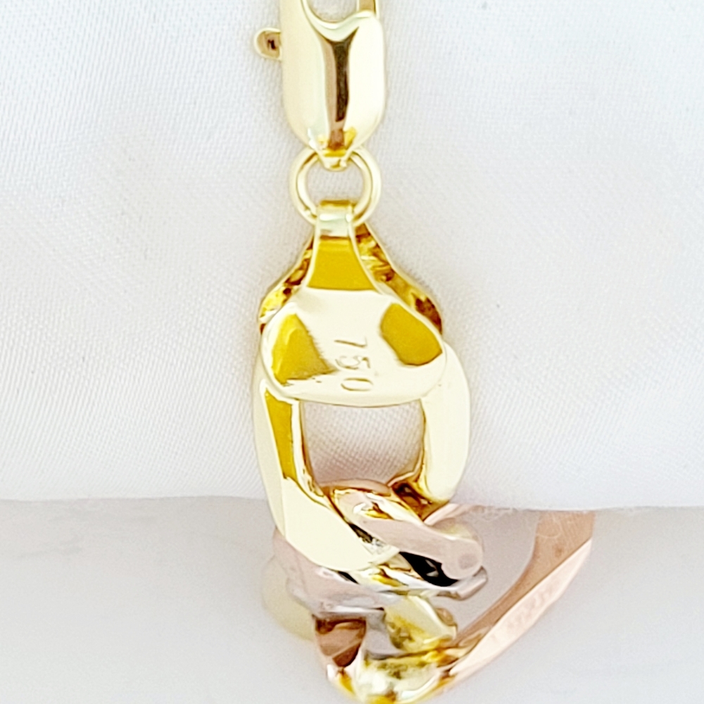 18K Gold Plated tricolor men's ID bracelet. New - Picture 7 of 10